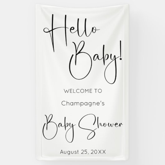 Hallo Baby Modern Script-Baby shower Spandoek (Verticaal)