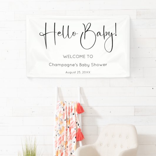 Hallo Baby Modern Script-Baby shower Spandoek (Insitu)