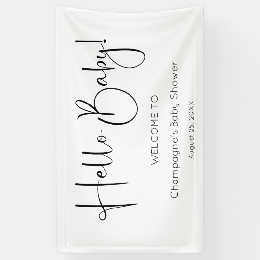 Hallo Baby Modern Script-Baby shower Spandoek (Verticaal)