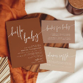 Hallo Baby Modern Terracotta Baby shower Invite Kaart