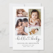 Hallo Baby Modern Vier Foto Nieuwe Baby Bedankkaart (Voorkant)