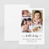 hallo Baby | Modern Vier Fotogeboorte Aankondiging (Voorkant / Achterkant)