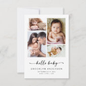hallo Baby | Modern Vier Fotogeboorte Aankondiging (Voorkant)