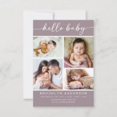 hallo Baby | Modern Vier Fotogeboorte Aankondiging (Voorkant)
