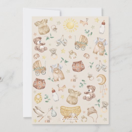 Hallo Baby | Moderne Boho babykleding douche Kaart (Achterkant)