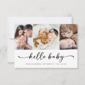hallo Baby | Moderne drie foto's geboorte Aankondiging (Voorkant)