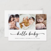 hallo Baby | Moderne drie foto's geboorte Aankondiging (Voorkant / Achterkant)