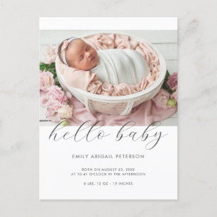 Hallo Baby Moderne Eenvoudige Foto Geboorteaankond Briefkaart
