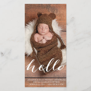 HALLO BABY MODERNE GEBOORTEAANKONDIGING FOTOKAART AANKONDIGING