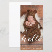 HALLO BABY MODERNE GEBOORTEAANKONDIGING FOTOKAART AANKONDIGING (Voorkant / Achterkant)