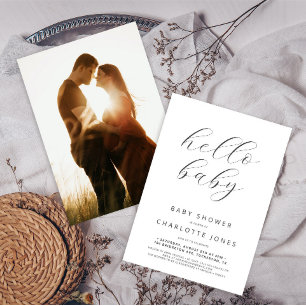 hallo Baby Moderne minimale foto-Baby shower Kaart