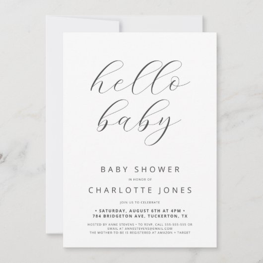 hallo Baby Moderne minimale QR-code Baby shower Kaart (Voorkant)