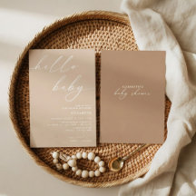Hallo Baby Moderne Neutrale Baby Shower Uitnodigin