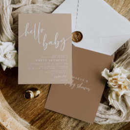 Hallo Baby Moderne Neutrale Baby Shower Uitnodigin Kaart