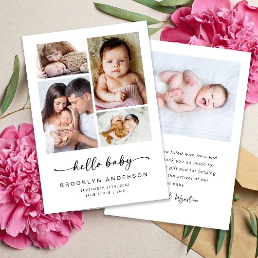 Hallo Baby Moderne Vier Foto Geboorte Aankondiging