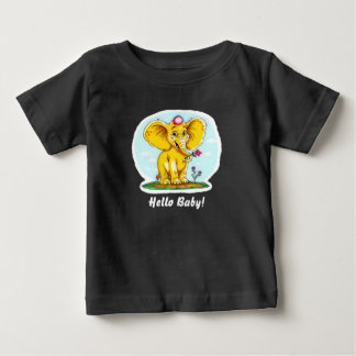 Hallo Baby! – Mooie Olifant Baby T-Shirt (Zwart)