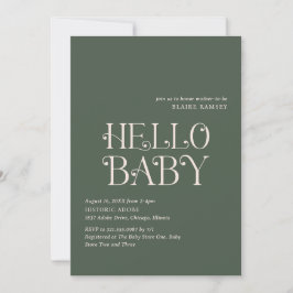 Hallo Baby Moss Green Modern Baby shower Kaart