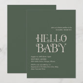 Hallo Baby Moss Green Modern Baby shower Kaart (Voorkant / Achterkant)