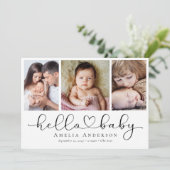 Hallo Baby Multi fotoscript met hart Aankondiging (Staand voorkant)