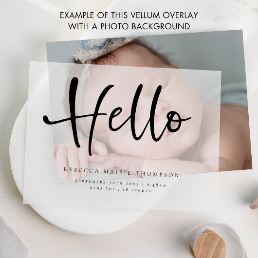 Hallo Baby Naam Stats Geboorteaankondiging Vellum Vellum Uitnodigingen