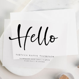 Hallo Baby Naam Stats Geboorteaankondiging Vellum Vellum Uitnodigingen