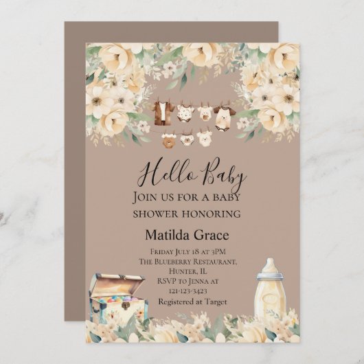 Hallo Baby Neutraal All Beige Kaart (Voorkant / Achterkant)