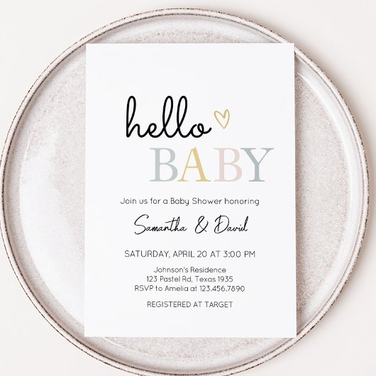 Hallo Baby Neutraal minimalistisch Baby shower Kaart