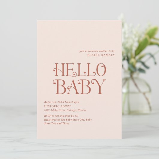 Hallo Baby Neutraal Modern Baby shower Kaart (Staand voorkant)