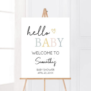 Hallo Baby Neutral Minimalistisch Welkom Poster