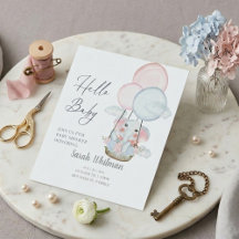 "Hallo Baby" Olifant Heet Lucht Ballon Baby Shower