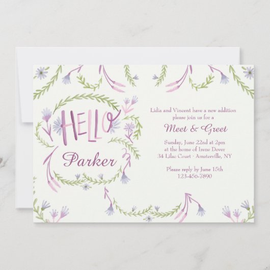 hallo Baby ontmoeten en Greet Uitnodiging (Voorkant)