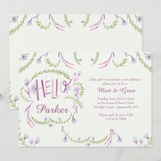 hallo Baby ontmoeten en Greet Uitnodiging (Voorkant / Achterkant)