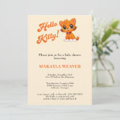 hallo baby Oranje Script cat-Baby shower Kaart (Staand voorkant)