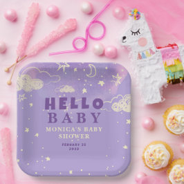 hallo Baby Paars Dream Baby shower Bord