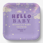 hallo Baby Paars Dream Baby shower Bord (Voorkant)