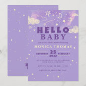 hallo Baby Paars Dream Baby shower Kaart (Voorkant / Achterkant)