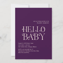 Hallo Baby Paarse Baby shower Kaart