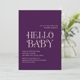 Hallo Baby Paarse Baby shower Kaart