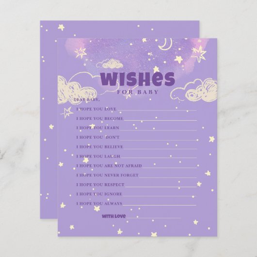 hallo Baby Paarse droom wil Baby shower (Voorkant / Achterkant)