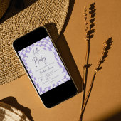 Hallo Baby Paarse geruite Gingham | BABY SHOWER Kaart