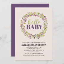 Hallo Baby Paarse krans Baby shower