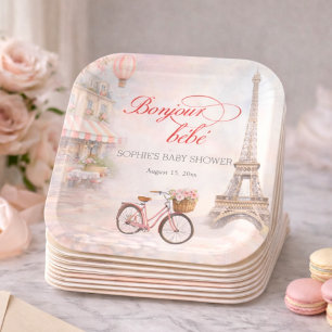 Hallo Baby Parijs Baby Shower  Papieren Bordje
