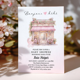 Hallo Baby Parijse Baby Shower Roze Franse Café Kaart
