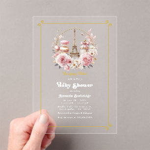 Hallo Baby Parijse Chique Baby Shower Acryl Uitnodigingen