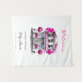 Hallo Baby Paris Frans Roze Zwart Babyfeestje Wandkleed (Voorkant (horizontaal))