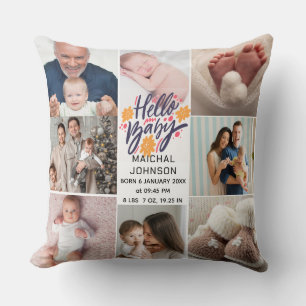 Hallo Baby   Pasgeboren Baby Geboorte Statistieken Kussen