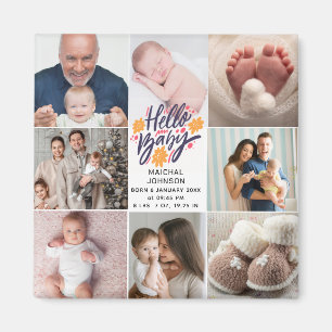 Hallo Baby   Pasgeboren Baby Geboorte Statistieken Magneet