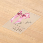 Hallo Baby Pink Bow meisje Baby shower Acryl Uitnodigingen (Laagn)