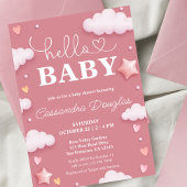 Hallo Baby Pink Clouds Modern Baby shower Kaart