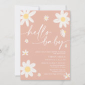 hallo Baby Pink Daisy Baby shower Uitnodiging (Voorkant)
